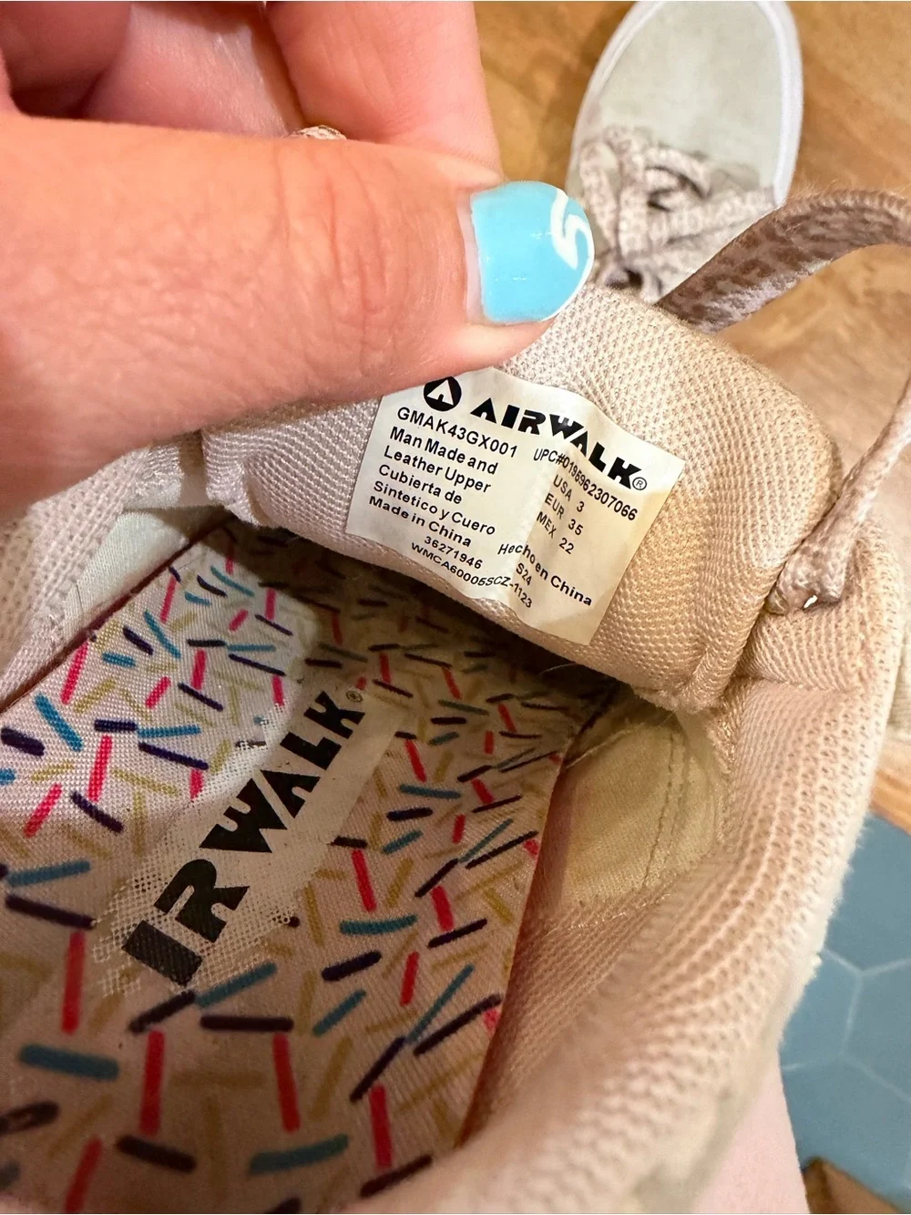 Airwalk Kids Sneakers Beige Suede & Leopard Accent Youth Size 3